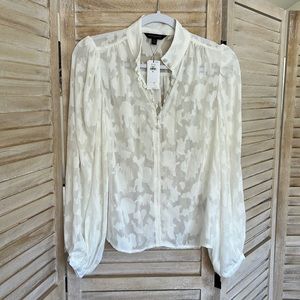 Banana Republic Sheer White Blouse XS NWT